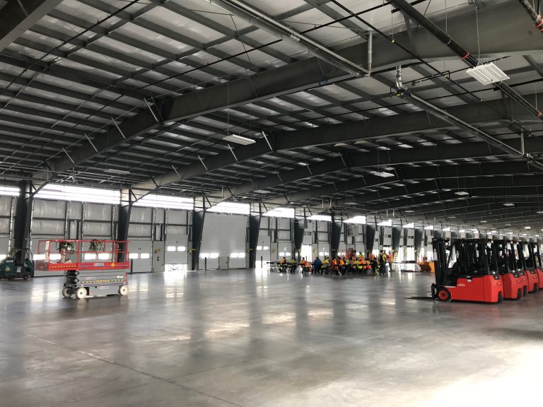 Forklifts inside a warehouse